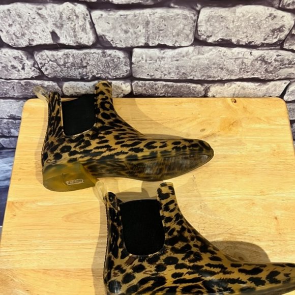 J . Crew Animal print Ankle Rain Boots Size 9 - Picture 3 of 6